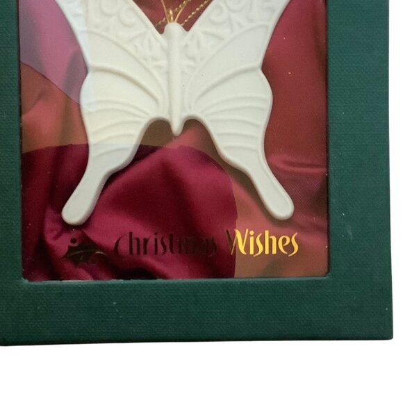 Vtg Demdaco Christmas Wishes Butterfly Ornament Porcelain Miracles 3" x 3" - Picture 2 of 8
